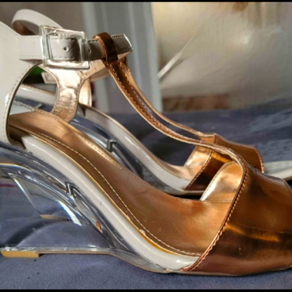 Calvin Klein clear wedge sandals
